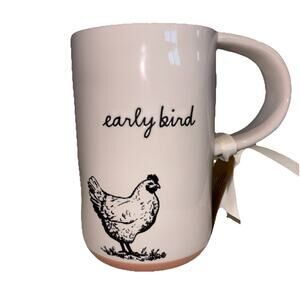 Rae Dunn Chicken "Early Bird" Tall Farmhouse Hen Coffee Mug 20oz Thick NEW